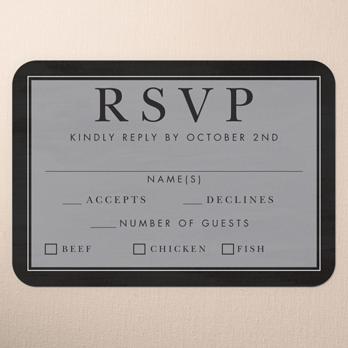 Verdant Union Wedding Response Card, Black, Matte, Signature Smooth Cardstock, Rounded, Black