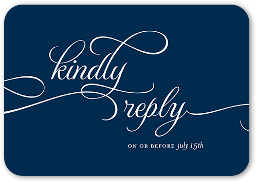 Classic Calligraphy Wedding Response Card, Blue, Matte, Signature Smooth Cardstock, Rounded, Navy