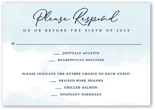 Watercolor Expression Wedding Response Card, Blue, Matte, 100% Recycled Cardstock , Square