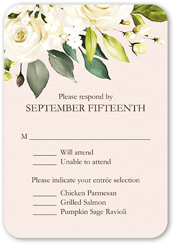 Blooming Beauty Wedding Response Card, Pink, 100% Recycled Cardstock , Rounded