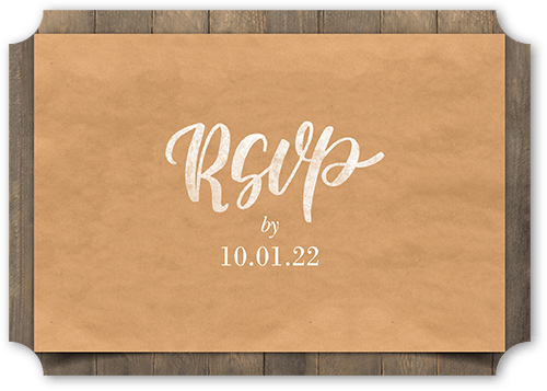 Rustic Scroll Wedding Response Card, Brown, Signature Smooth Cardstock, Ticket
