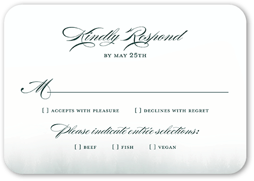 Mountain Mist Wedding Response Card, Green, 100% Recycled Cardstock , Rounded
