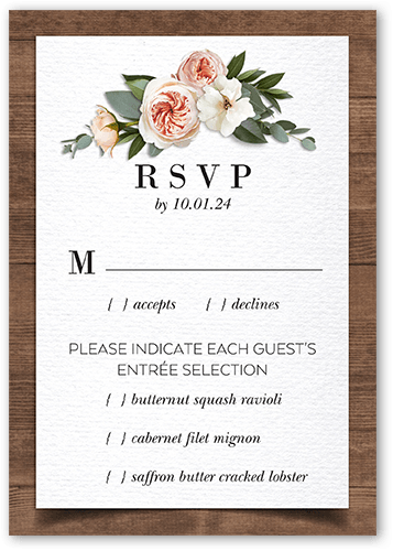 Bohemian Flowers Wedding Response Card, Brown, Matte, 100% Recycled Cardstock , Square