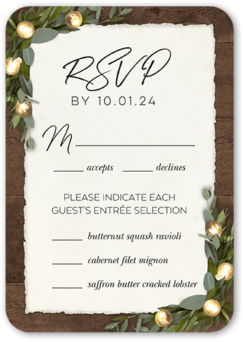 Rustic Dreams Wedding Response Card, Brown, 100% Recycled Cardstock , Rounded, Chocolate