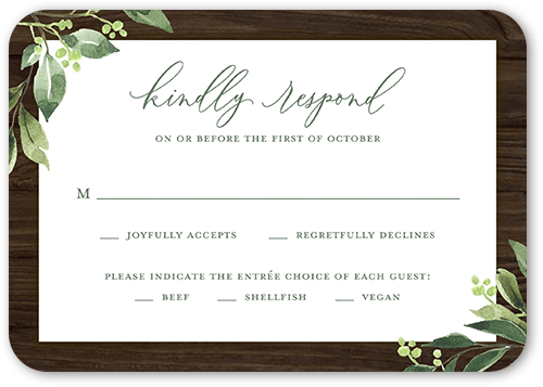 Naturally Forever Wedding Response Card, Brown, 100% Recycled Cardstock , Rounded, Chocolate