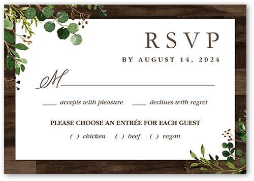 Barn Door Wedding Response Card, Brown, Matte, Pearl Shimmer Cardstock, Square