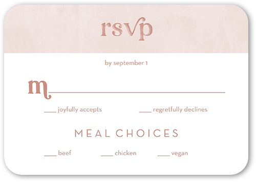 Classically Textured Wedding Response Card, Rounded Corners