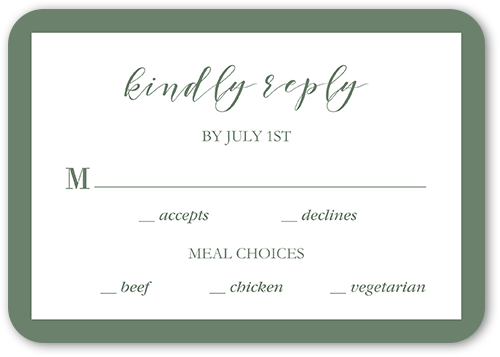 Botanical Edge Wedding Response Card, White, Standard Smooth Cardstock, Rounded