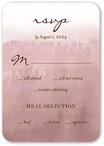 Earthy Colors Wedding Response Card, Pink, Standard Smooth Cardstock, Rounded