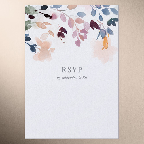 Wild Watercolor Wedding Response Card, Blue, Matte, Signature Smooth Cardstock, Square, Blue Suede