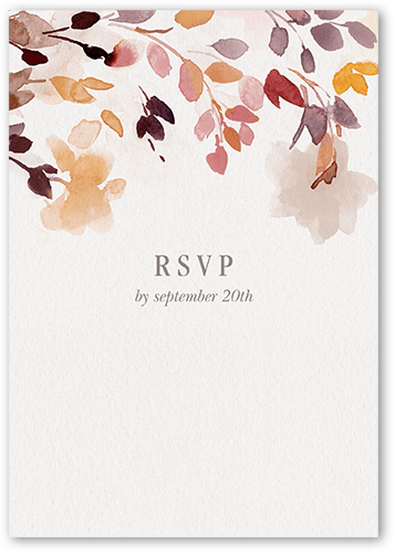 Wild Watercolor Wedding Response Card, Brown, Matte, Pearl Shimmer Cardstock, Square