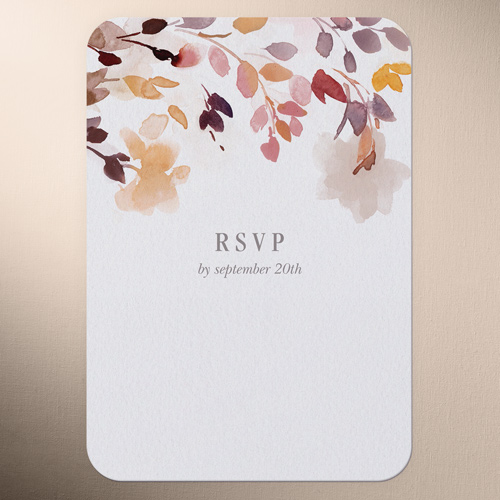 Wild Watercolor Wedding Response Card, Brown, 100% Recycled Cardstock , Rounded, Camel