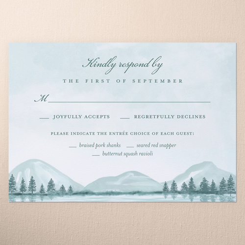 Misty Mountains Wedding Response Card, Grey, Matte, 100% Recycled Cardstock , Square, Hemlock