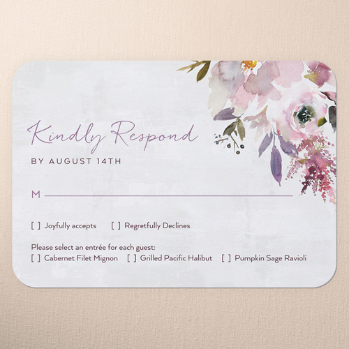 Painted Promise Wedding Response Card, Purple, Matte, Signature Smooth Cardstock, Rounded