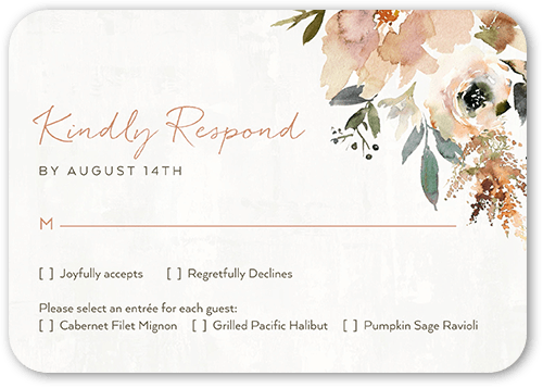 Painted Promise Wedding Response Card, Beige, White, Signature Smooth Cardstock, Rounded