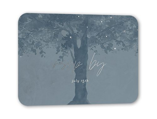 Backyard Twinkle Wedding Response Card, Silver Foil, Grey, Pearl Shimmer Cardstock, Rounded
