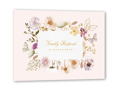 Fairy Tale Wedding Wedding Response Card, Pink, Gold Foil, Matte, Pearl Shimmer Cardstock, Square