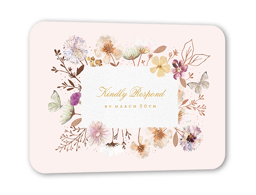 Fairy Tale Wedding Wedding Response Card, Rose Gold Foil, Pink, Pearl Shimmer Cardstock, Rounded
