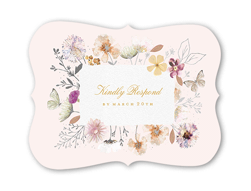 Fairy Tale Wedding Wedding Response Card, Pink, Silver Foil, Signature Smooth Cardstock, Bracket