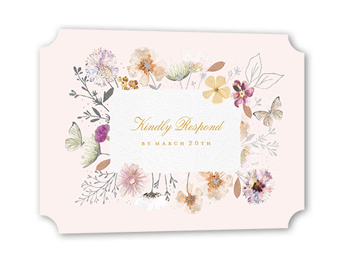 Fairy Tale Wedding Wedding Response Card, Silver Foil, Pink, Pearl Shimmer Cardstock, Ticket