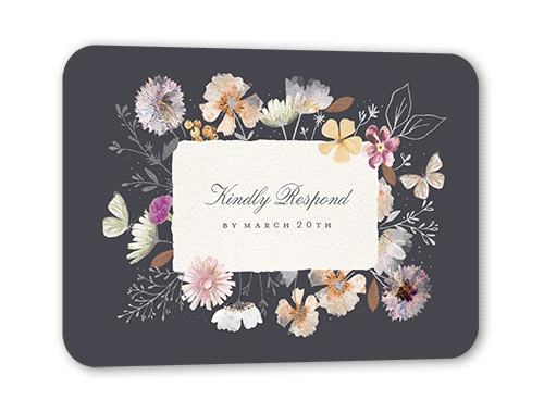Fairy Tale Wedding Wedding Response Card, Silver Foil, Grey, Pearl Shimmer Cardstock, Rounded