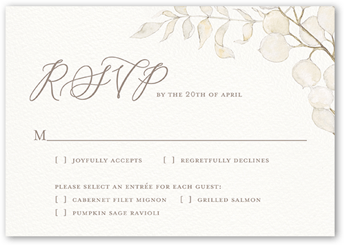 Quiet Sprigs Wedding Response Card, Grey, Matte, Signature Smooth Cardstock, Square