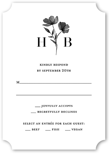 Pressed Flowers Wedding Response Card, Beige, Signature Smooth Cardstock, Ticket