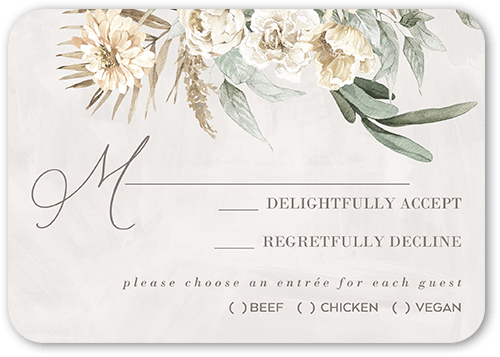 Fresh And Floral Wedding Response Card, Beige, Matte, Signature Smooth Cardstock, Rounded