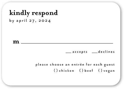Modern Stylings Wedding Response Card, White, 100% Recycled Cardstock , Rounded