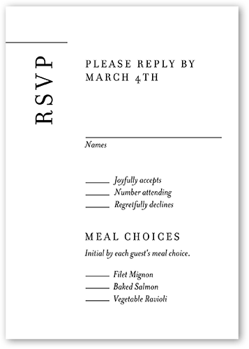 Simple And Stylish Wedding Response Card, White, Matte, Signature Smooth Cardstock, Square, White