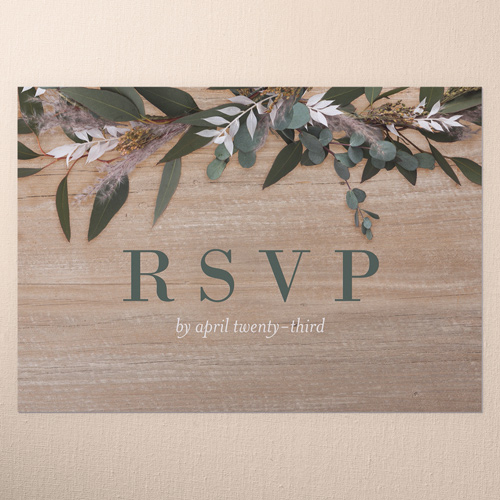 Rustic Foliage Wedding Response Card, Beige, Matte, Pearl Shimmer Cardstock, Square