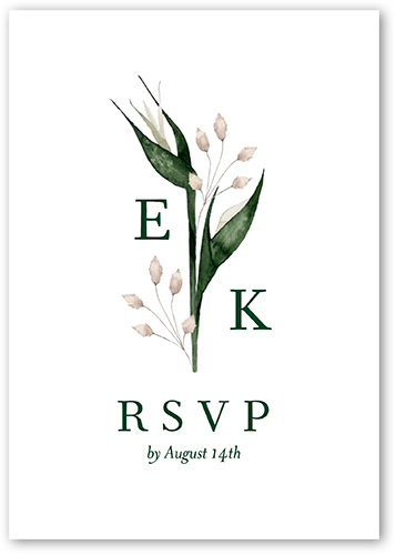 Tropical Flora Wedding Response Card, White, Matte, Signature Smooth Cardstock, Square