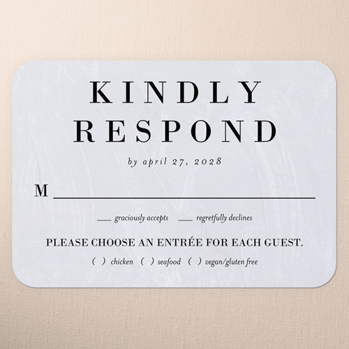 Modern Minimal Wedding Response Card, White, Pearl Shimmer Cardstock, Rounded, White