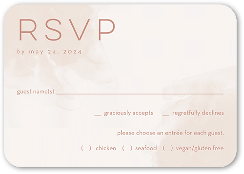 Light Wisps Wedding Response Card, Beige, Matte, Signature Smooth Cardstock, Rounded