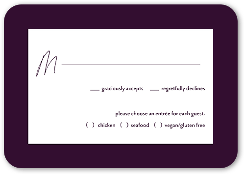 Regal We Do Wedding Response Card, Purple, Matte, Signature Smooth Cardstock, Rounded