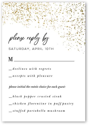 Sparks Fly Wedding Response Card, Grey, Matte, Signature Smooth Cardstock, Square