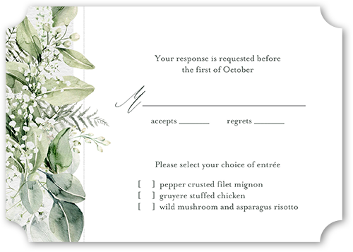 Lovely Lush Wedding Response Card, White, Signature Smooth Cardstock, Ticket