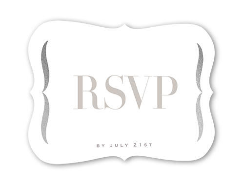 Alluring Ampersand Wedding Response Card, White, Silver Foil, Signature Smooth Cardstock, Bracket