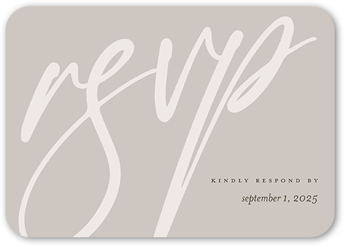 Cursive Captions Wedding Response Card, Beige, Matte, Signature Smooth Cardstock, Rounded