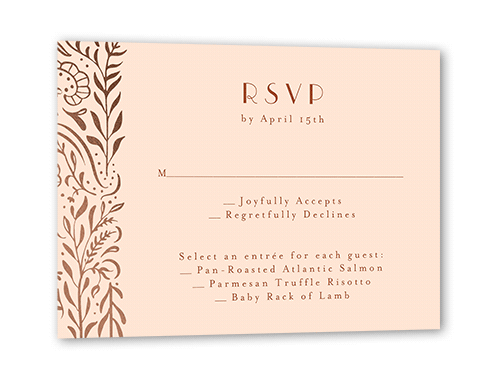 Wonderful Weave Wedding Response Card, Rose Gold Foil, Pink, Matte, Pearl Shimmer Cardstock, Square