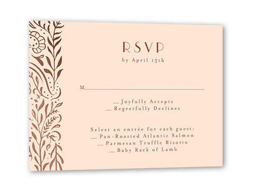 Wonderful Weave Wedding Response Card, Rose Gold Foil, Pink, Matte, Signature Smooth Cardstock, Square