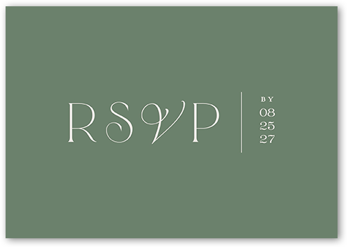 Fancy Feature Wedding Response Card, Green, Matte, Signature Smooth Cardstock, Square, Rosemary