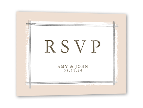 Glistening Gathering Wedding Response Card, Silver Foil, Pink, Matte, Pearl Shimmer Cardstock, Square