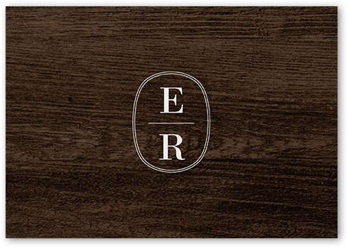 Majestic Monogram Wedding Response Card, Brown, Matte, Signature Smooth Cardstock, Square, Wood