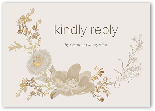 Golden Grace Wedding Response Card, Gray, Matte, Pearl Shimmer Cardstock, Square