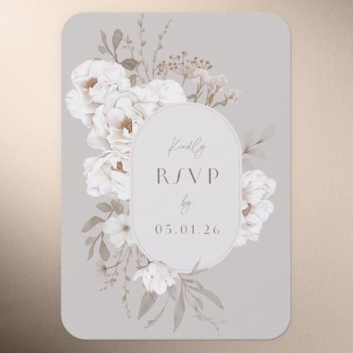 Full Bloom Wedding Response Card, Gray, 100% Recycled Cardstock , Rounded