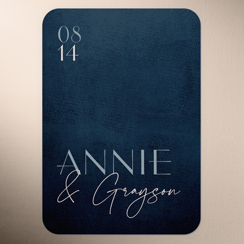 Modern Grace Wedding Response Card, Blue, Matte, Signature Smooth Cardstock, Rounded, Feather
