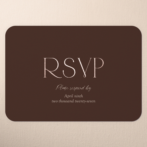 Romantic Gleam Wedding Response Card, Rose Gold Foil, Red, Pearl Shimmer Cardstock, Rounded