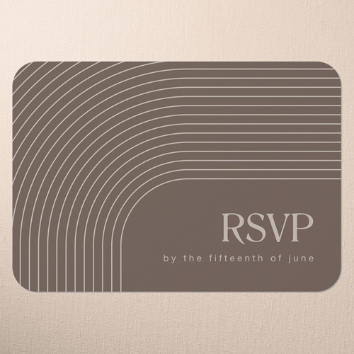 Round Bands Wedding Response Card, Brown, Signature Smooth Cardstock, Rounded