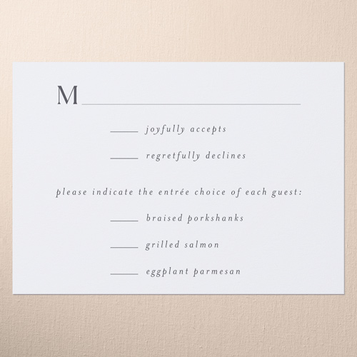 Timeless Typeface Wedding Response Card, White, Matte, 100% Recycled Cardstock , Square, White